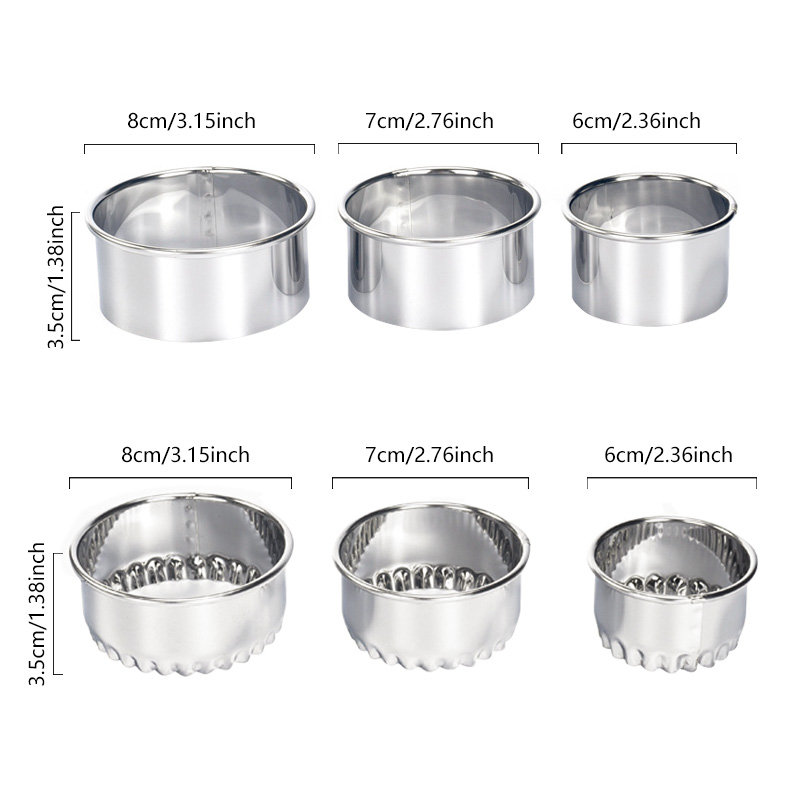 Stainless Steel Dumplings Molds Round Cookie Biscuit Cutters Circle Pastry Ring Molds