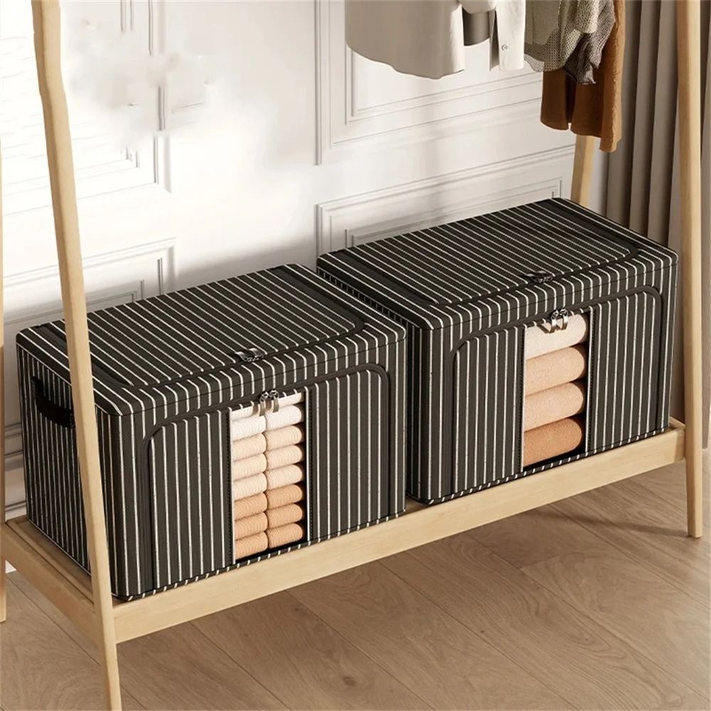Portable Large Capacity Storage Box with Handles Foldable Dustproof Organizer