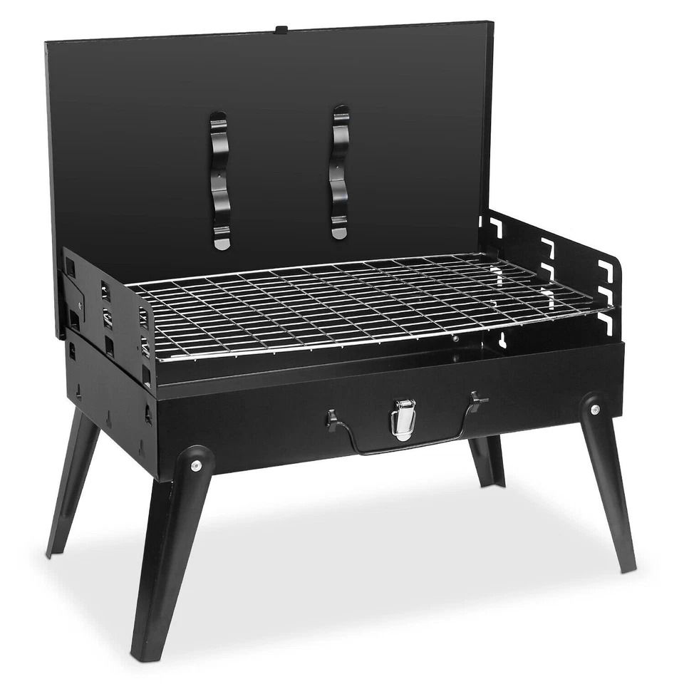 Foldable Stainless Steel BBQ Grill, Portable Charcoal Grill for Outdoor Camping, Adjustable Height for Perfect Grilling