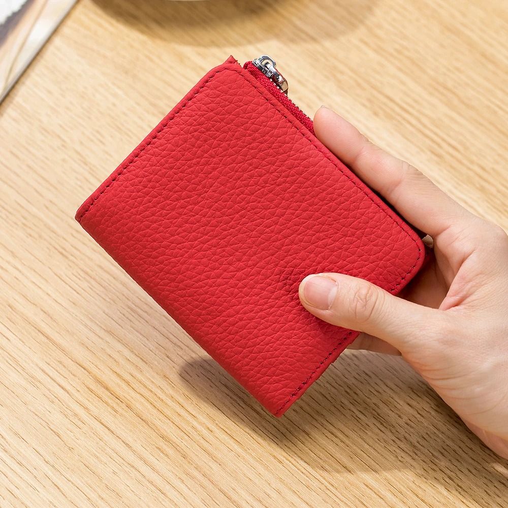 Genuine Leather Zip Wallet with RFID Protection