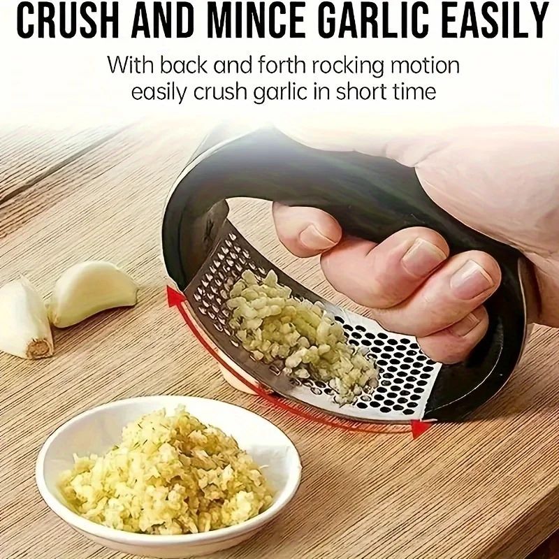 4in Stainless Steel Garlic Press – Heavy Duty Garlic & Ginger Mincer, Easy Clean Kitchen Tool