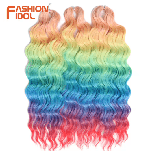 Anna Hair 24 Inch Loose Deep Wave Synthetic Crochet Braiding Hair Ombre Blonde Water Wave