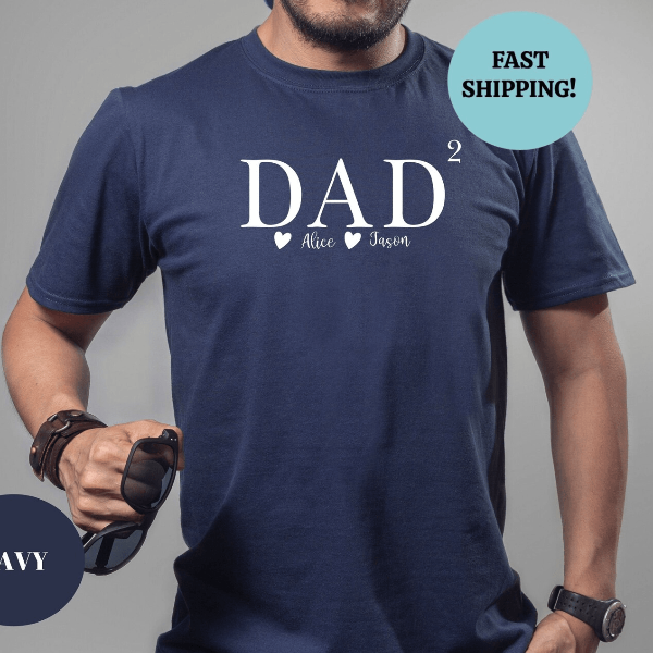Dad of Two Shirt Personalized Fathers Day Gift Custom Dad Shirt with Kids Names