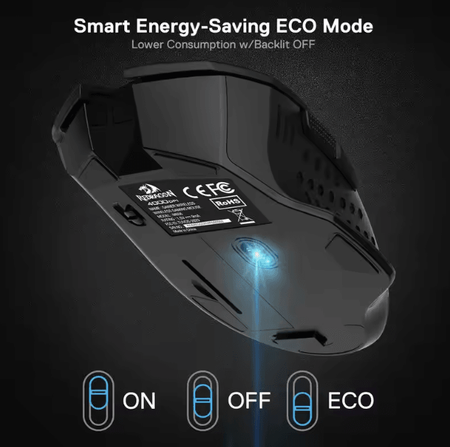 Redragon M656 Gainer Wireless Gaming Mouse 4000 DPI 2.4Ghz with 7 Macro Buttons and Red Backlight