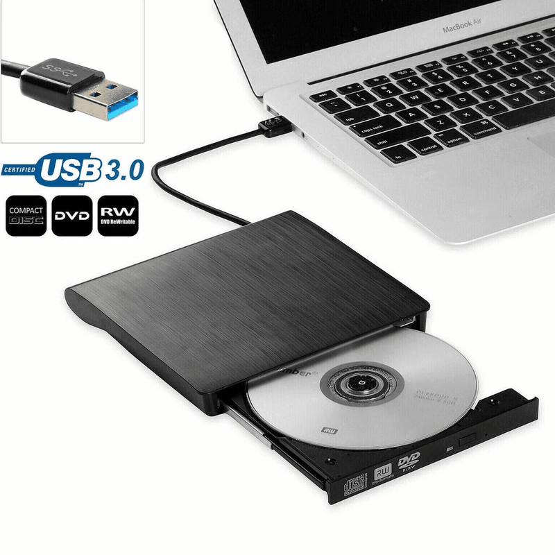 USB 3.0 Slim External CD/DVD Drive for Laptop & PC | Portable High-Speed Media Transfer