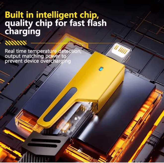 PowerFlex 4 in 1 Fast Charging Cable Multi Port USB C Charging Cord 65W