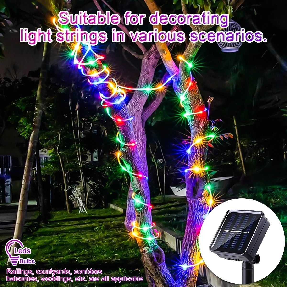 Solar Rope Light for Outdoor Garden and Holiday Decoration