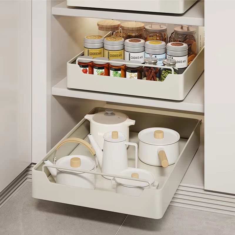 SlideEase Pull Out Cabinet Spice Rack with Rails Metal Kitchen Organizer
