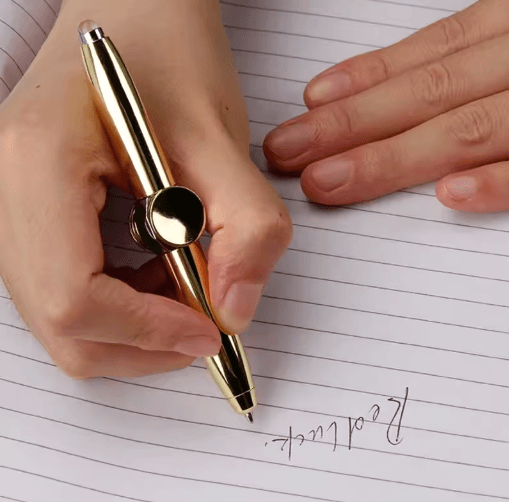 Multifunctional Gyro Fidget Pen – Metal LED Spinner Ballpoint with Luminous Rotating Top