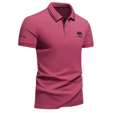 Mens Summer Embroidered Polo Shirt Lightweight Casual Lapel Tee for Streetwear and Business
