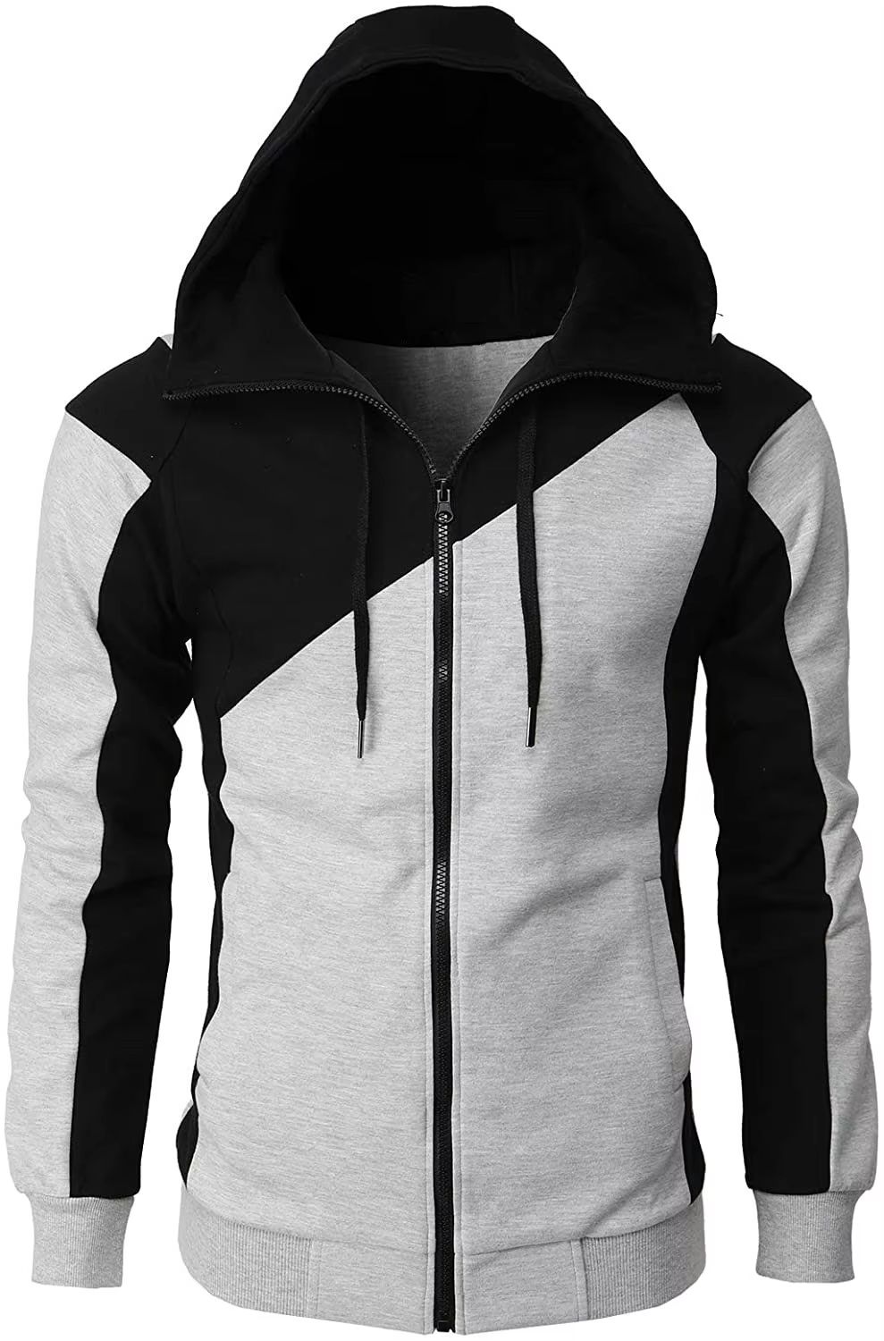 Urban Slim-Fit Fleece Bomber Jacket with Scarf-Style Stand Collar
