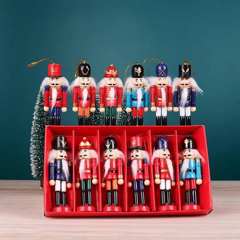 Mini Nutcracker Ornaments 4.72in Christmas Desktop Decor Doll Pendant Set