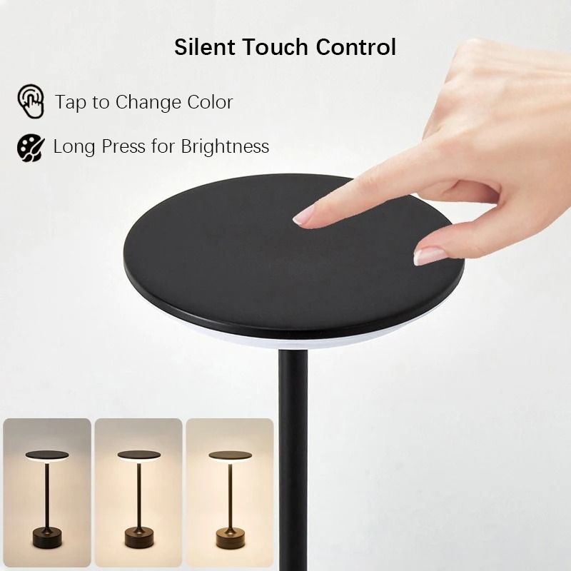 Rechargeable LED Touch Table Lamp with Three Tone Lighting and Infinite Dimming