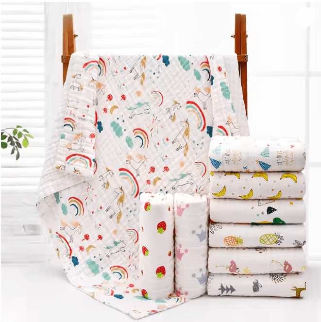 PureGauze Cotton Baby Bath Towel Four Layer Muslin Swaddle Blanket