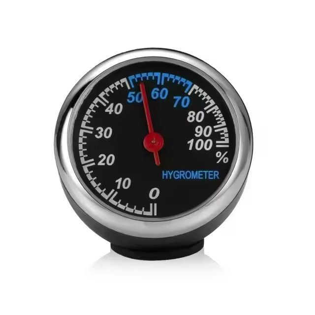 Compact Air-Vent Car Clock & Thermometer - Mini Quartz Clock and Hygrometer Gauge