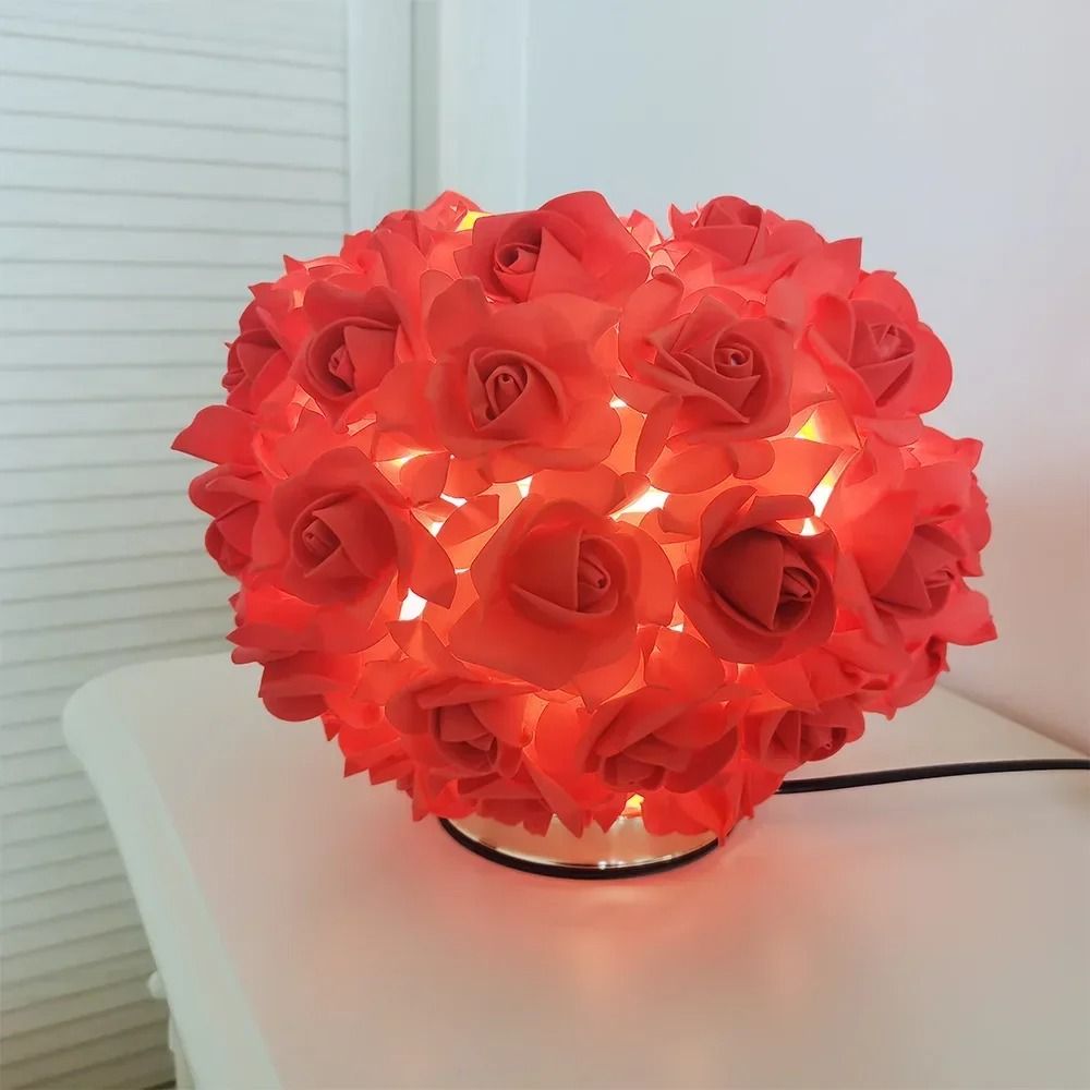 Romantic Rose Gold Crystal Flower Lamp