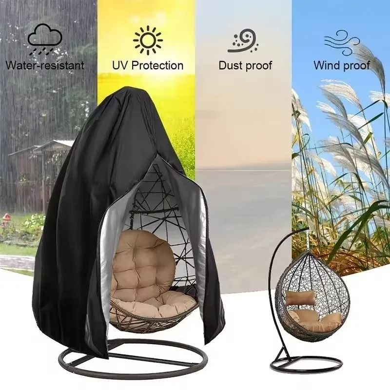 Waterproof Patio Hanging Egg Chair Cover 210D Heavy Duty Single and Double Seat Cocoon Swing Chair Dust Protector
