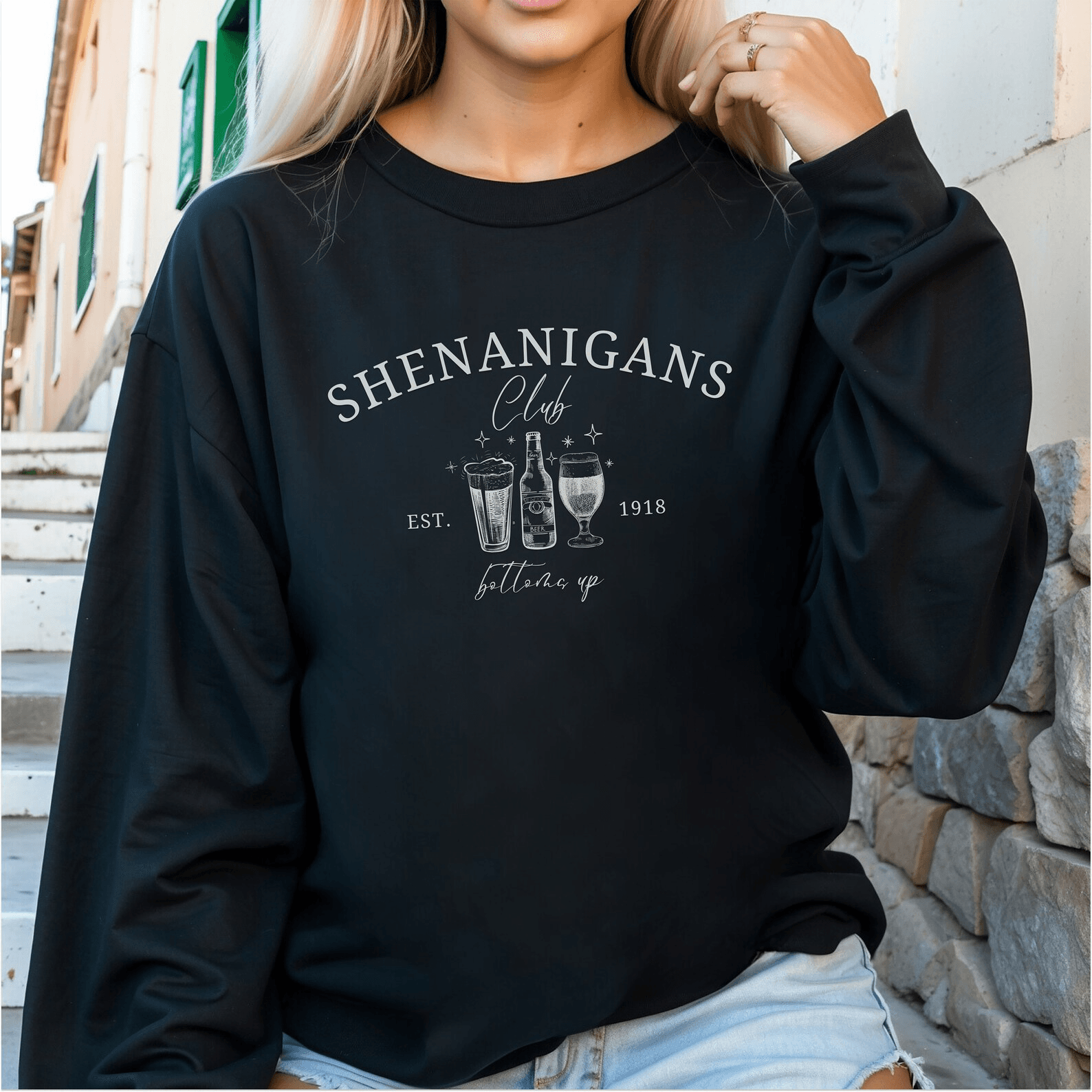 St. Patricks Day Sweatshirt Cute Lucky Shamrock Irish Teacher Crewneck