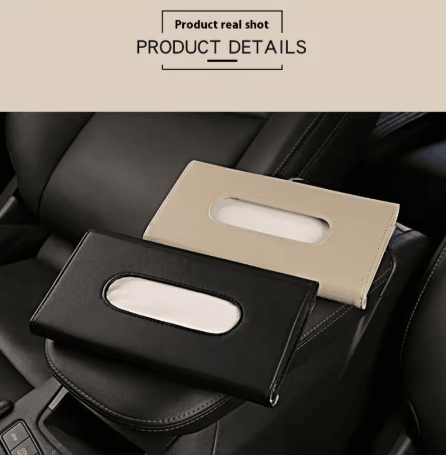 Soft Leather Car Tissue Box Sun Visor Hanging Tissue and Napkin Holder Organizer