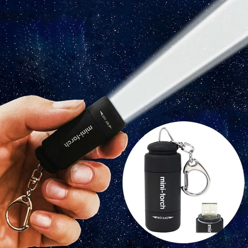 Portable USB Rechargeable Keychain Flashlight Waterproof LED Pocket Torch