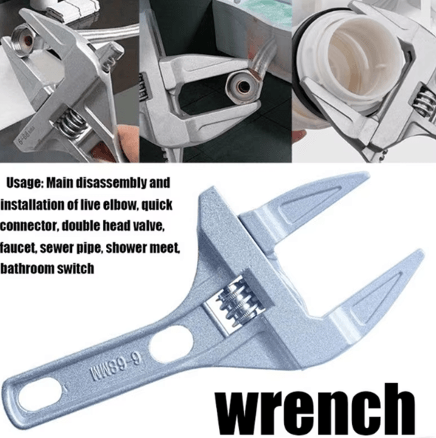 Mini Adjustable Bathroom Wrench – Aluminum Wide-Opening Multifunction Spanner for Plumbing & Repair