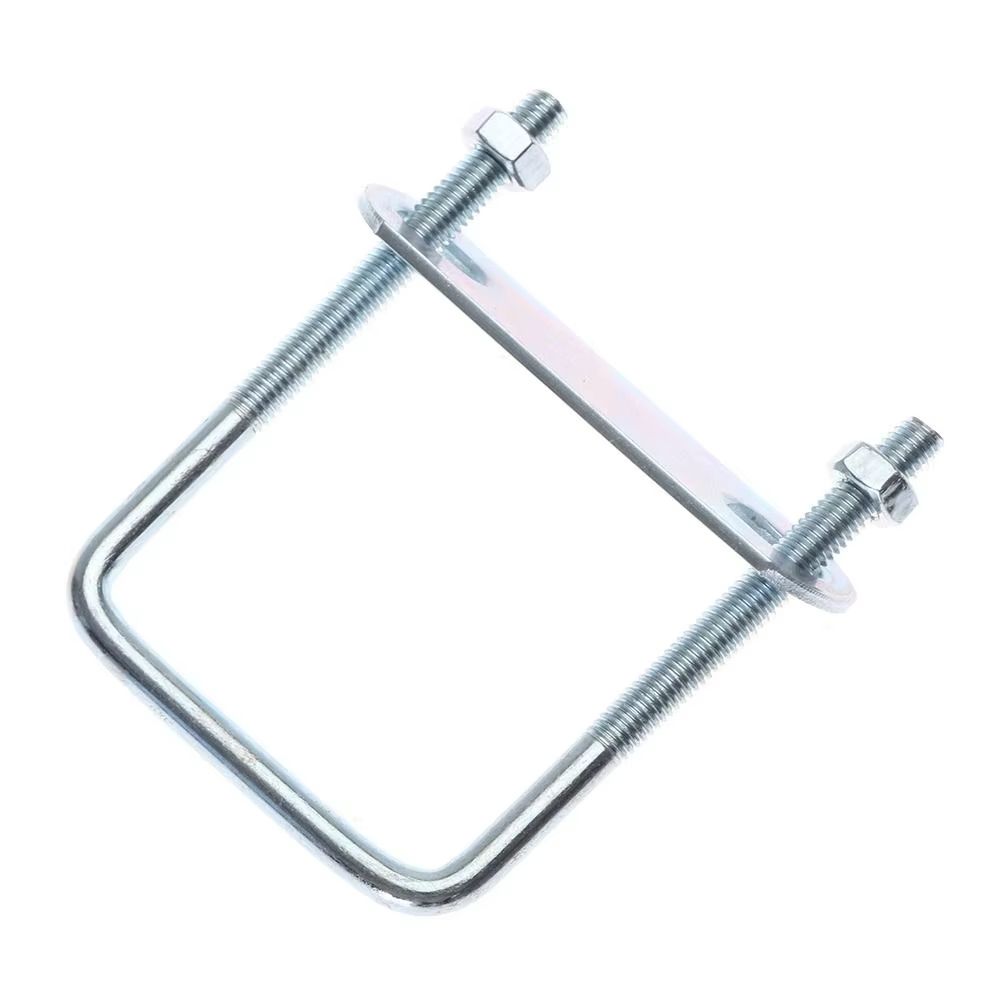 2 Sets M6 Iron Square U-Bolt Right-Angle Screw Clamp with Baffle