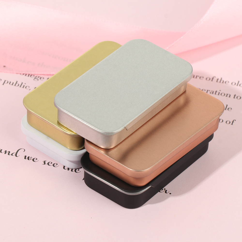 Premium Mini Rectangular Hinged Tin Box Small Metal Storage Container