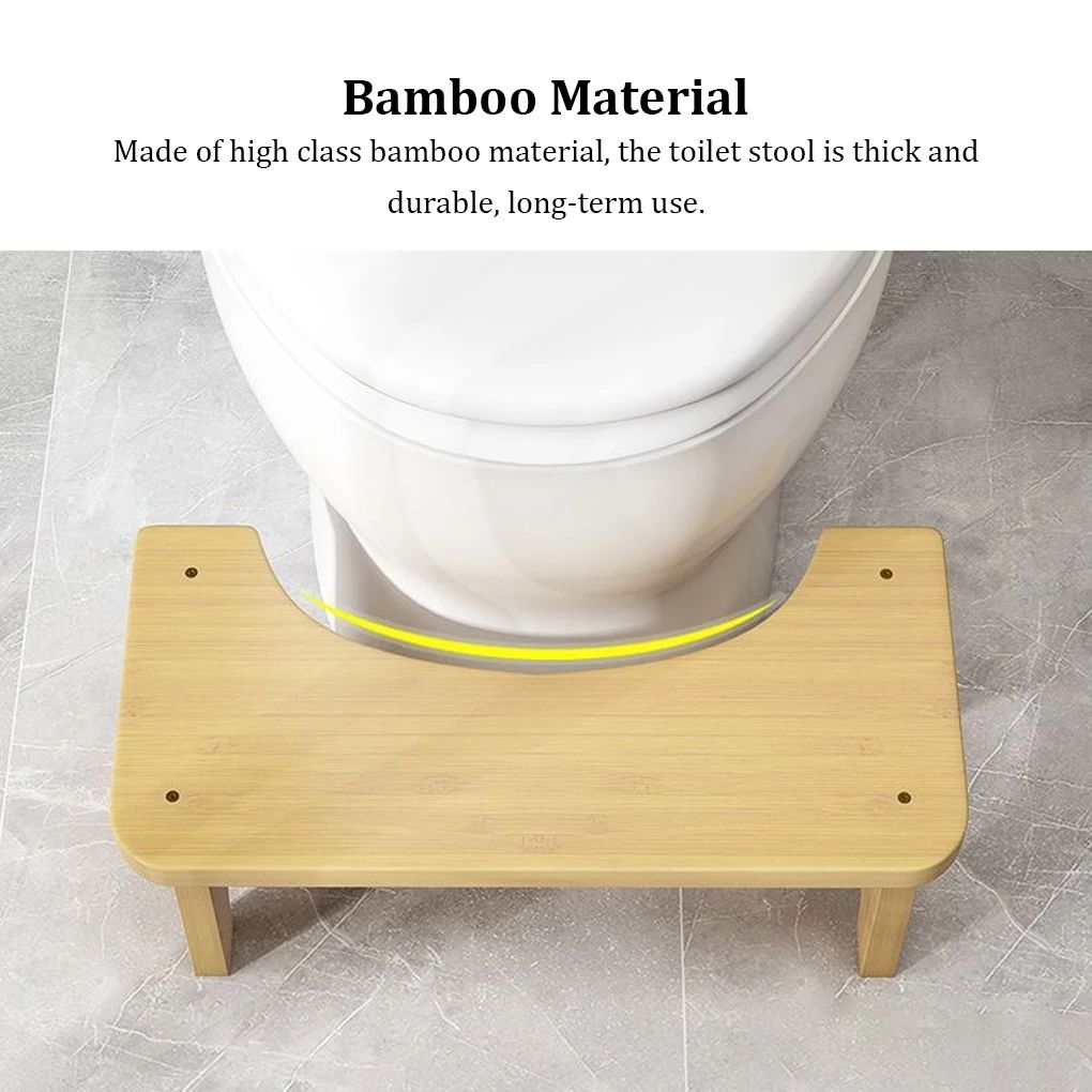 Premium Bamboo Toilet Stool, Non-Slip Squat Bench Poop Seat in Nut-Brown