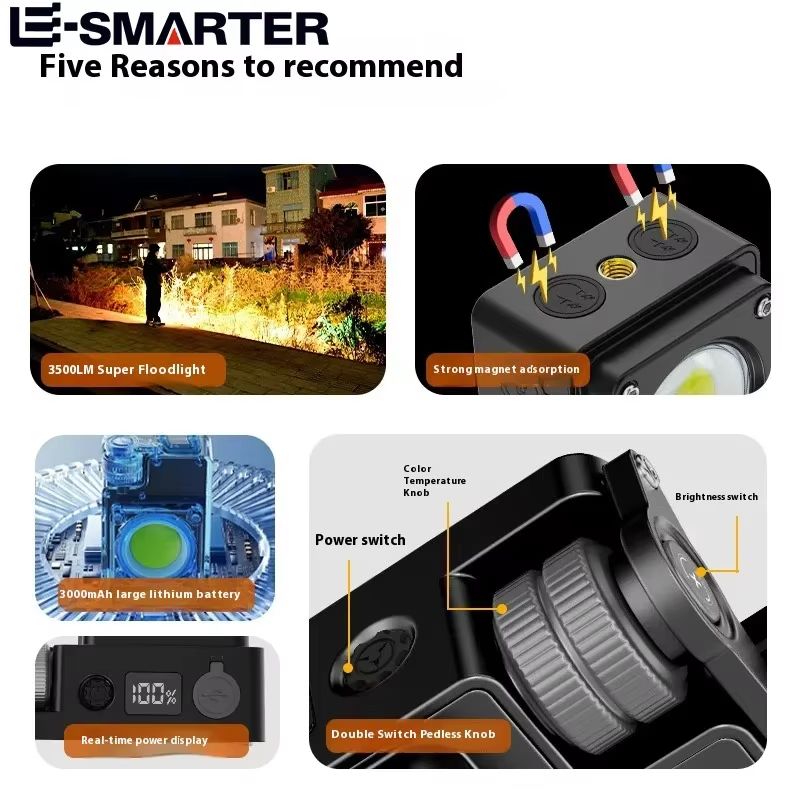 COB Rechargeable Waterproof Camping Lantern With Magnetic Hook and Emergency Charger