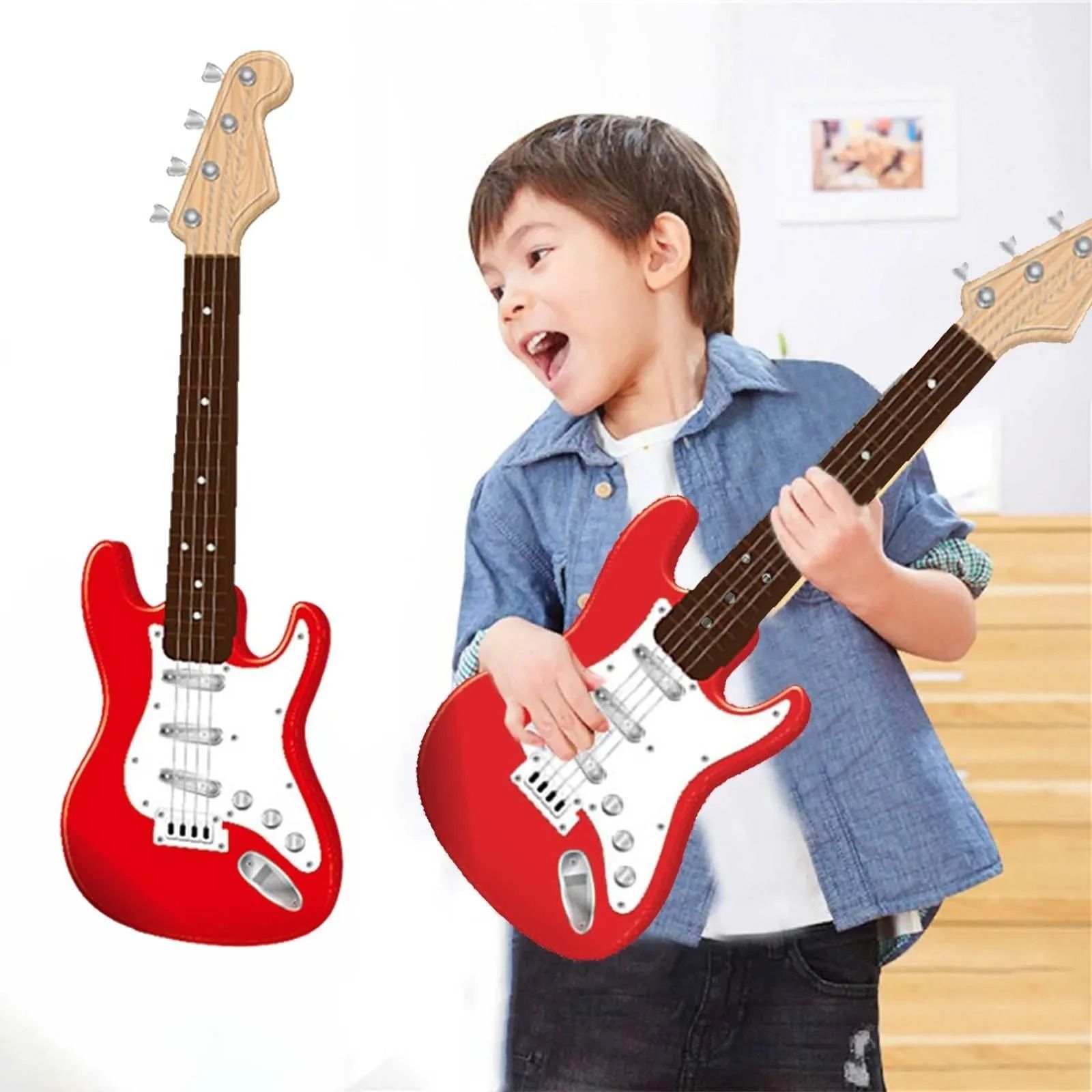 17-Inch Kids Electric Guitar Toy – Interactive Musical Instrument with LED Lights