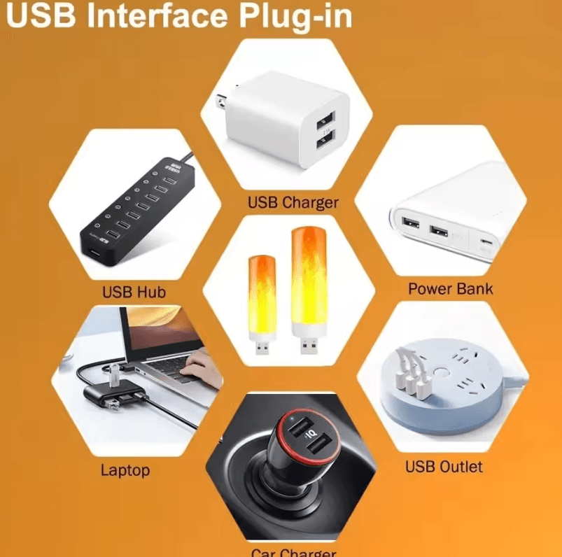 USB LED Flame Light – Dynamic Flickering Fire Effect Atmosphere Bulb