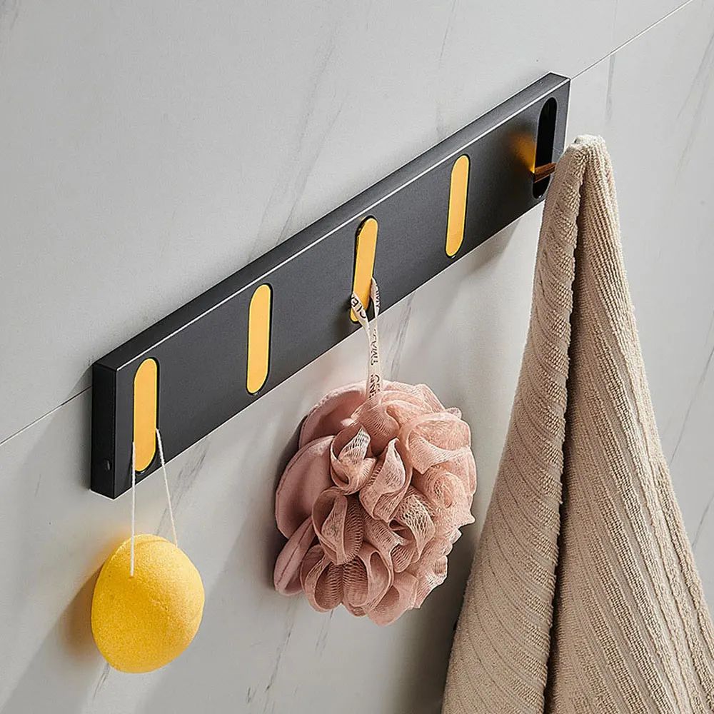 FlexHide Invisible Folding Wall Hooks – Space Aluminum Self-Closing Coat & Towel Hanger