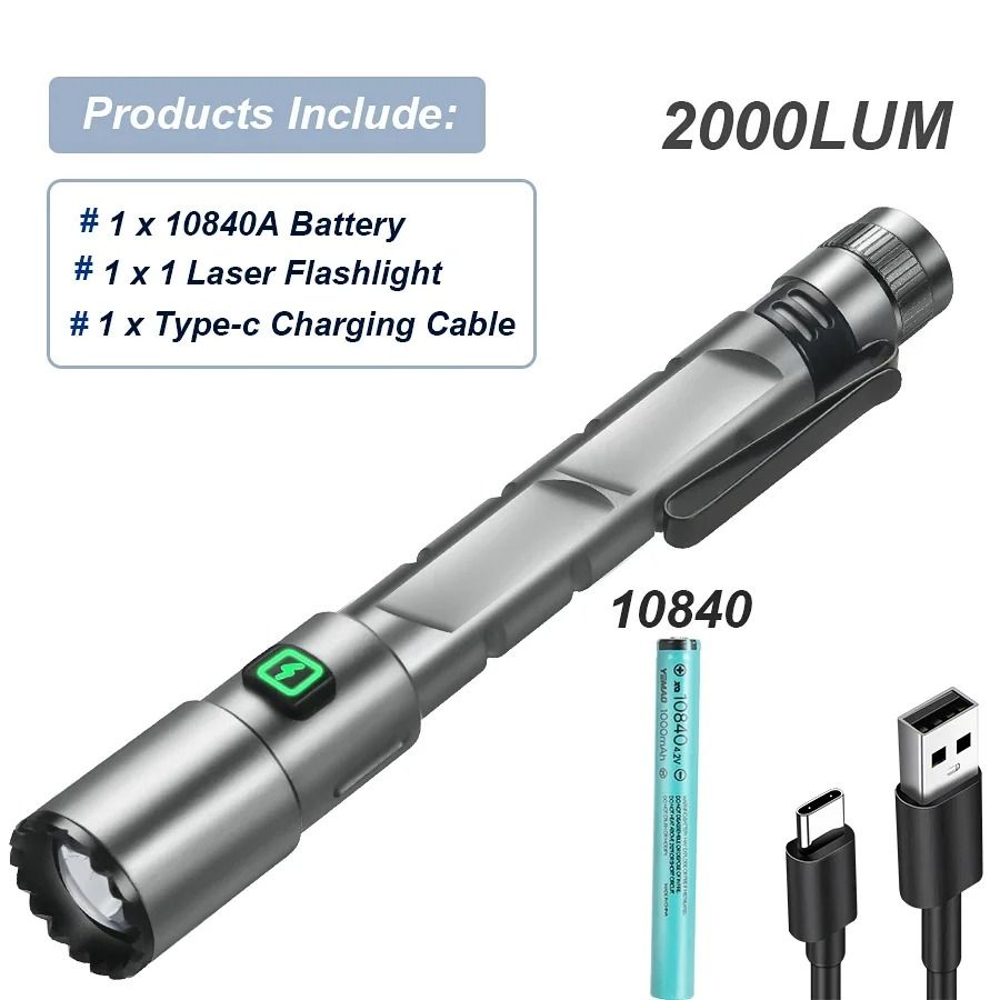 High Power Mini Flashlight with USB Charging Clip and Magnetic Base