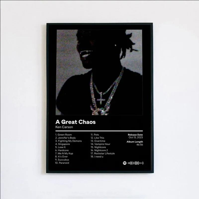Ken Carson A Great Chaos Album Poster Custom Hip Hop Canvas Wall Art