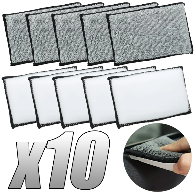 Car Leather Cleaning Microfiber Towel, Soft Double Side Scrubbing Sponge, Wax Sponge Auto Detailing Tools