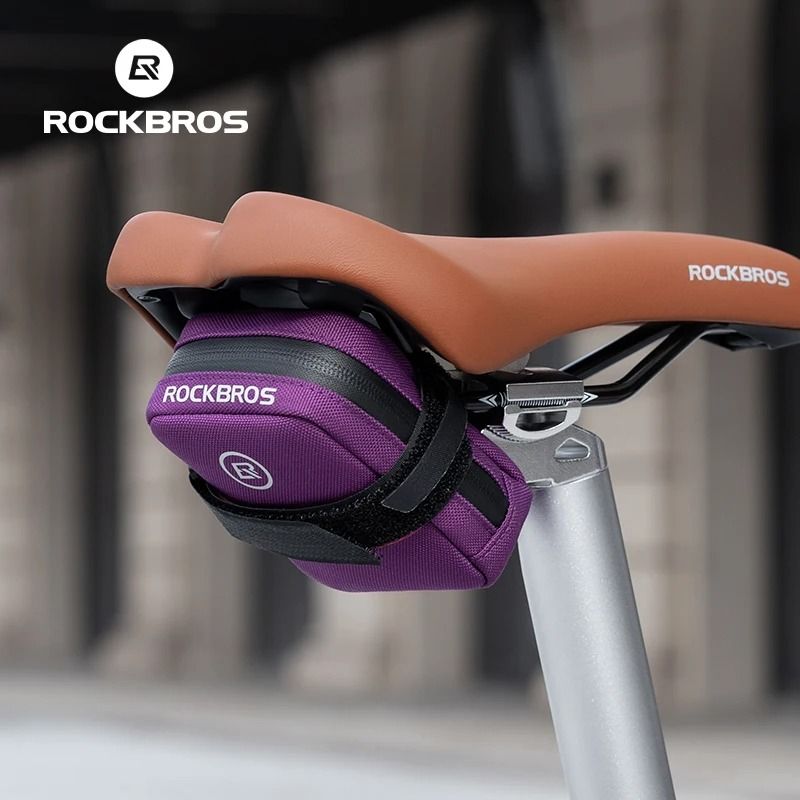 ROCKBROS Mini Bicycle Saddle Bag 0.35L Portable Tail Bag with Reflective Strips for Road and Mountain Bikes