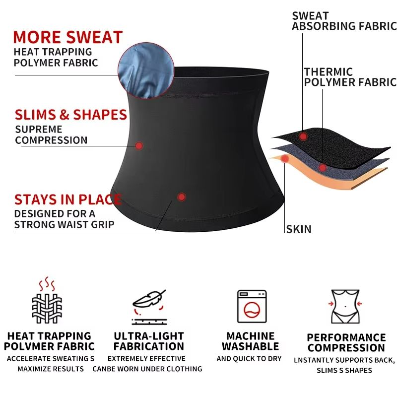 Mens Premium Sauna Body Shaper & Waist Trainer Belt Sweat Trimmer for Fitness & Abdomen Reduce