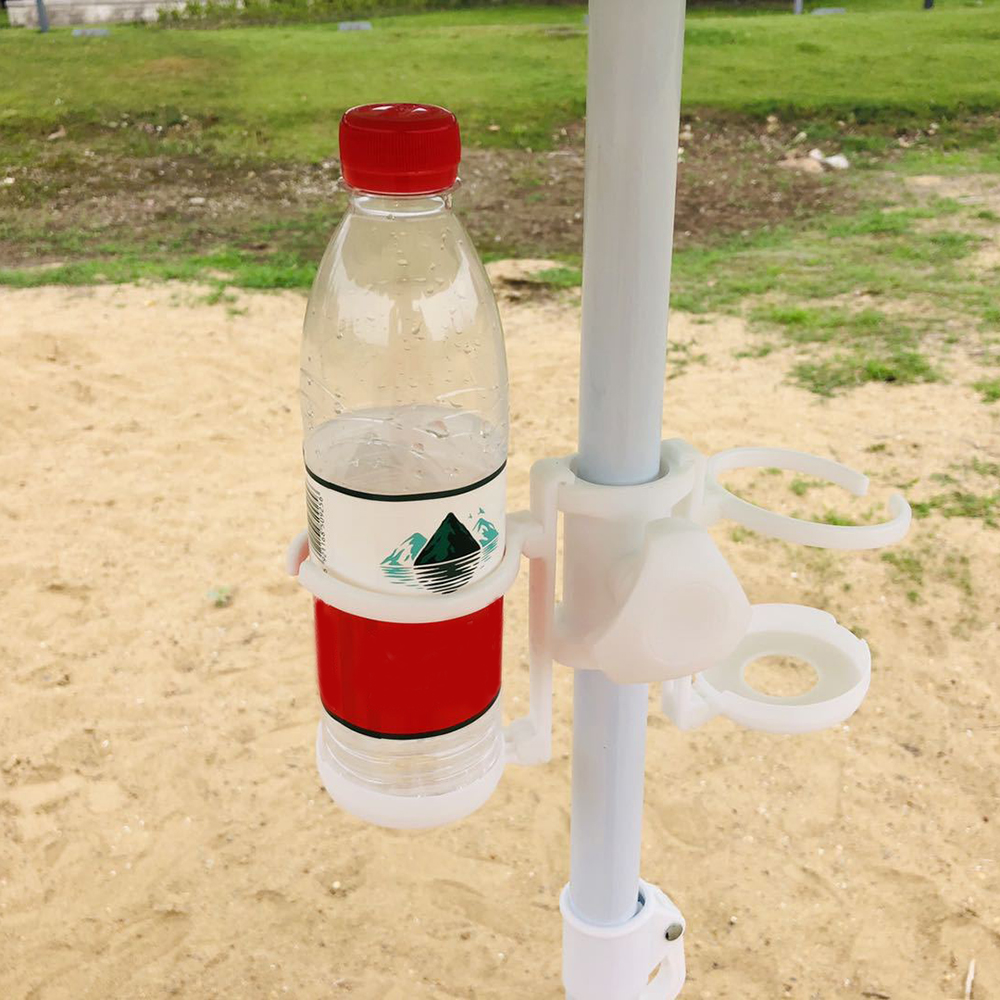 Foldable Drink Bottle Stand Portable Metal Cup Holder for Beach Umbrellas & Outdoor Use.