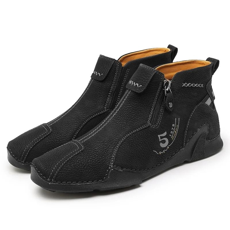 Mens Casual Walking Shoes with Zipper and Handcrafted Design