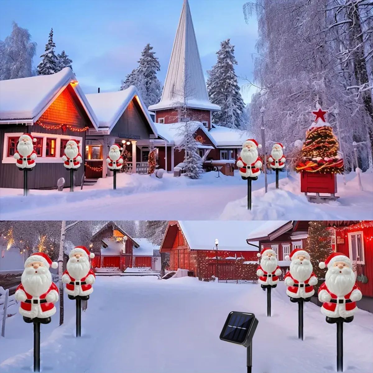 5pcs Solar Santa Claus Christmas Pathway Stake Lights