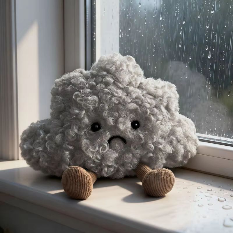 Kawaii Soft Sad Cloud Plush Toy 6.3in Gray Cloud Throw Pillow Plush Doll Gift