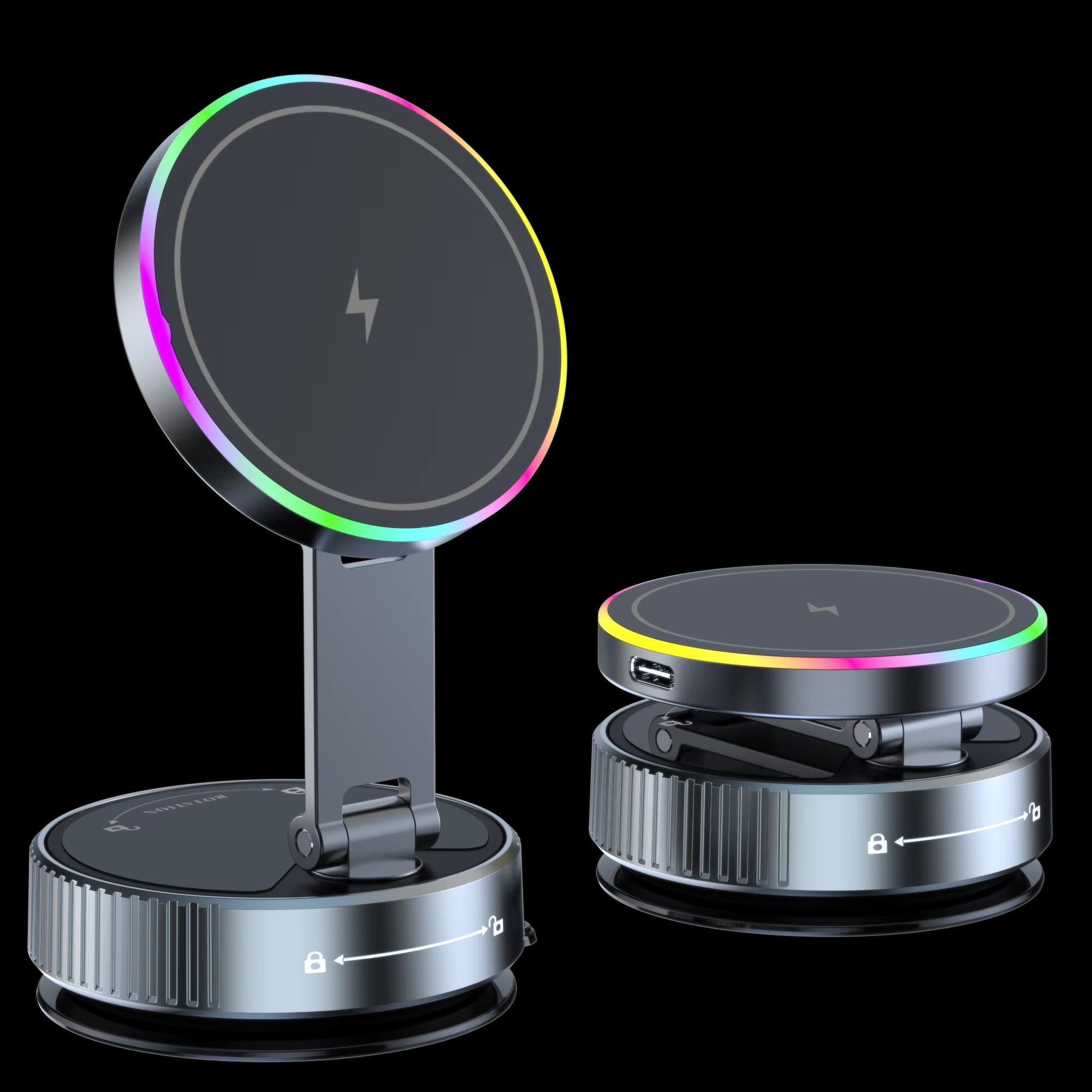 15W Magnetic Wireless Car Charger – Multi-Angle Rotation Phone Holder for iPhone 12–16 Pro Max