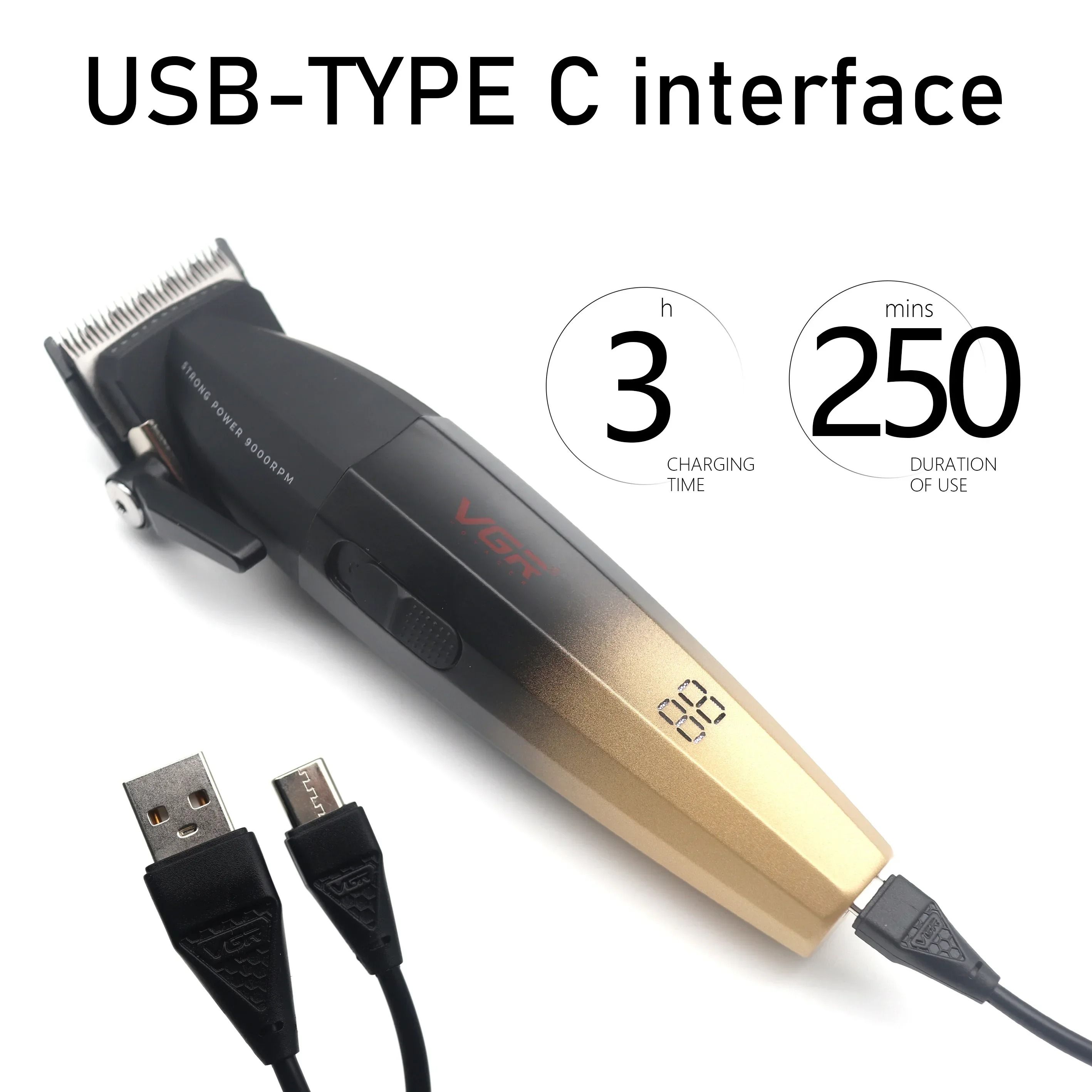 VGR V 003 Professional Hair Clipper with Ceramic Blade and USB Charging