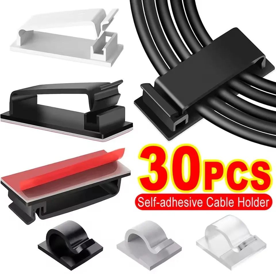 Self-Adhesive Cable Organizer Clips – High-Performance Car USB Data Cable & Decorative Cord Manager