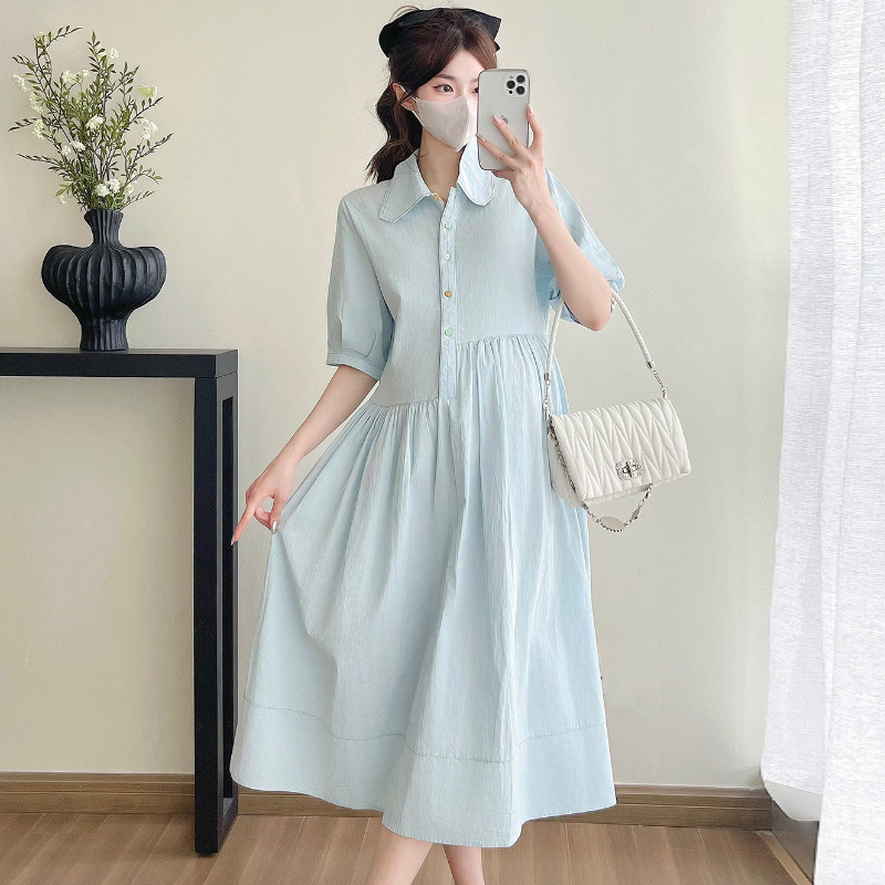 Elegant Korean Style Pregnancy Dress, Age-Reducing Summer Maternity Dress for Women