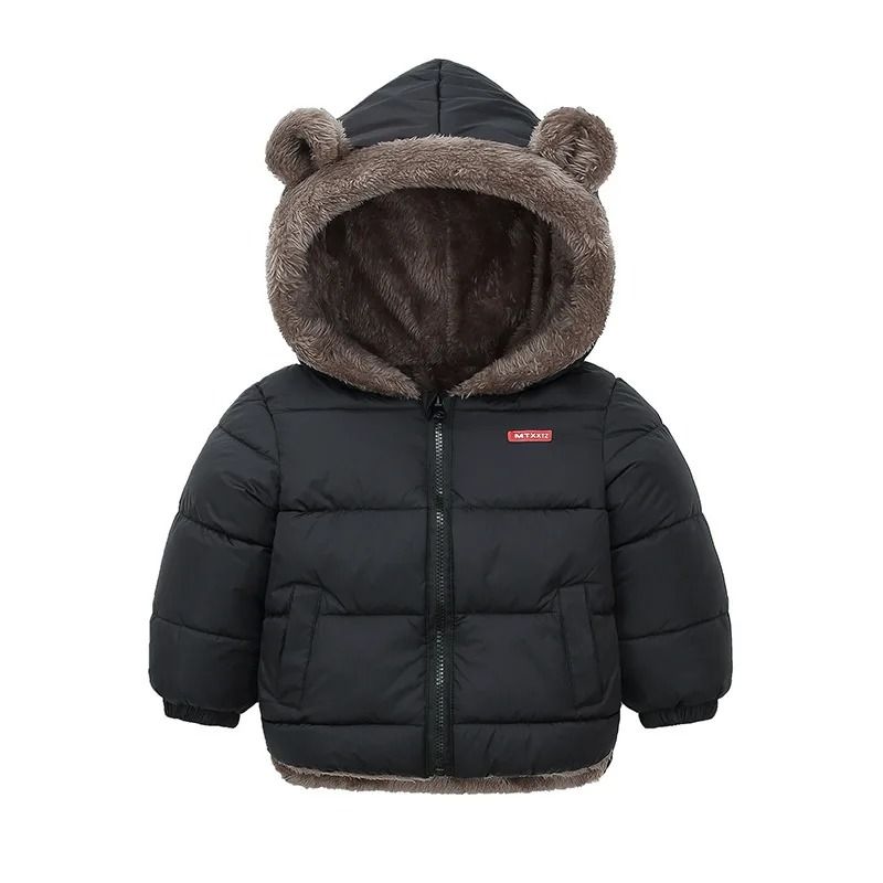 Childrens Thick Fleece Hooded Jacket - Winter Cashmere Padded Outerwear