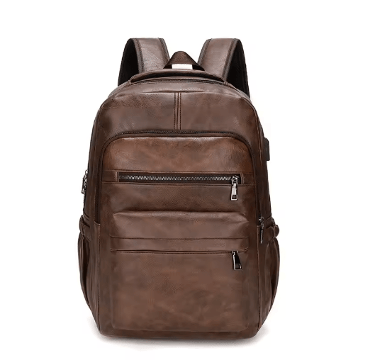 USB Charging Leather Laptop Backpack – Anti-Theft Large Capacity Travel Bag