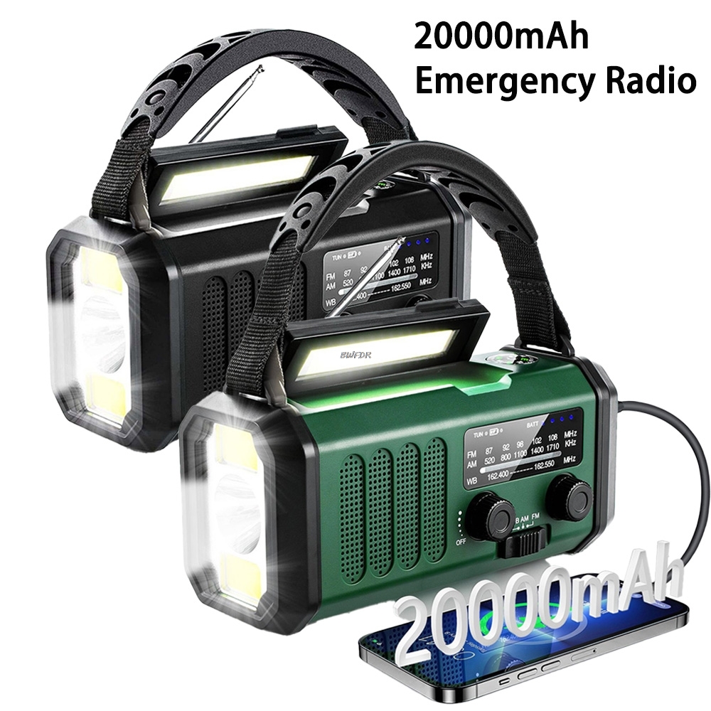 StormReady Solar Hand Crank Emergency Radio with Flashlight SOS Alarm and Power Bank