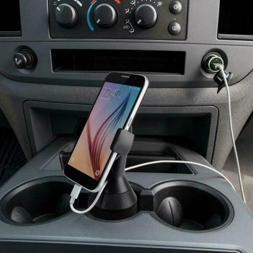 Universal Car Cup Holder Phone Mount with Rotating Stand and Adjustable Drink Holder