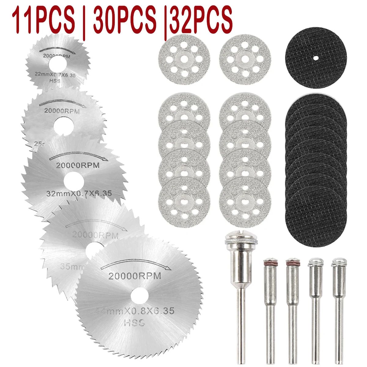 Mini Circular Saw Blade Set for Rotary Tools Metal Cutting Grinding and Sanding Kit